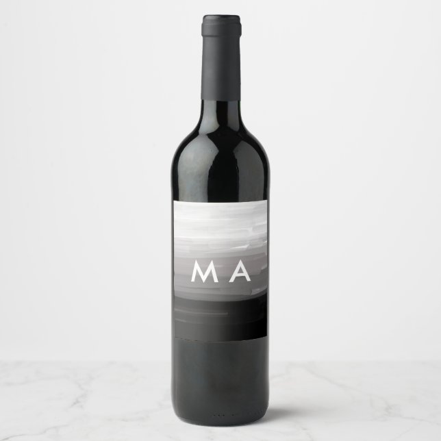 Einfache Monogramm fügen Sie den Namen Mann minima Weinetikett (Vorderseite)