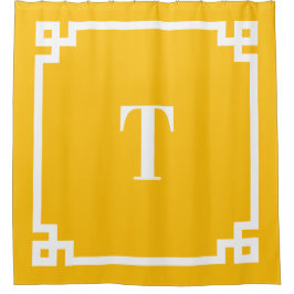 Einfache Monogramm für Gelb- und Weißgriechisch Duschvorhang