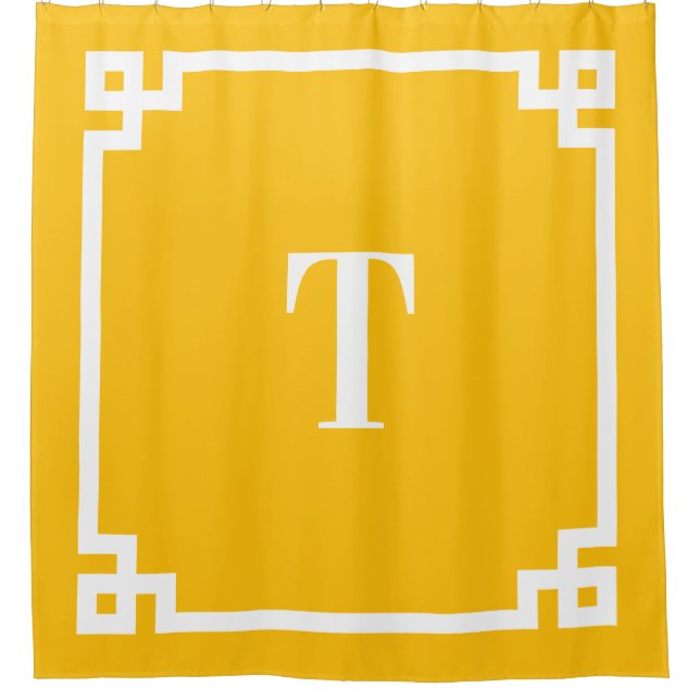 Einfache Monogramm für Gelb- und Weißgriechisch Duschvorhang (Vorderseite)