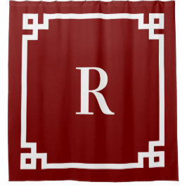 Einfache Monogramm für tiefe rote und weiße griech Duschvorhang