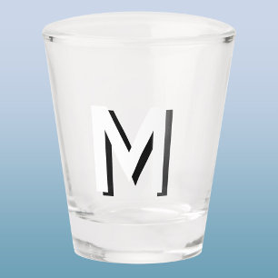 Einfache Monogramm-Initial-Drop-Shadow Schnapsglas