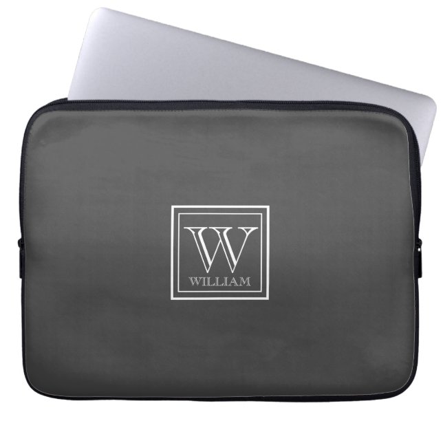 Einfache Monogramm-Initial und Name Laptopschutzhülle (Vorderseite)