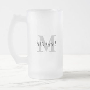Einfache Monogramm-Initial und Name Mattglas Bierglas