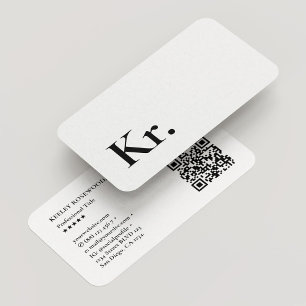 Einfache Monogramm-Initialen Logo White Modern QR Visitenkarte