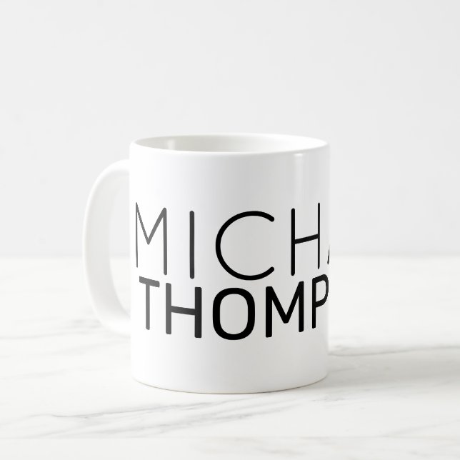 einfache monogramm klare und saubere weiße Tasse (Vorderseite Links)