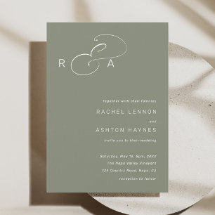Einfache Monogramm Minimalistische Hochzeitssage G Einladung