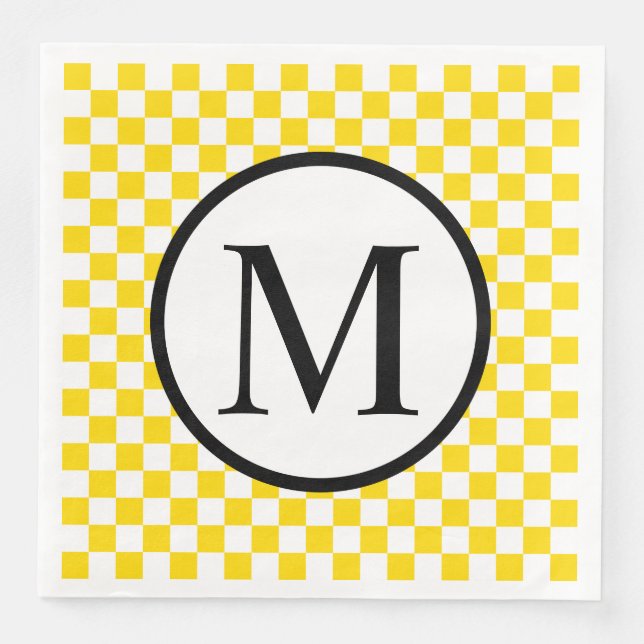 Einfache Monogramm mit gelber Tafel Serviette (Vorderseite)