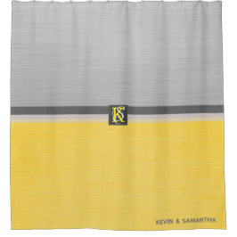 Einfache Monogramm mit zwei Tonen Gelb und Grau Duschvorhang