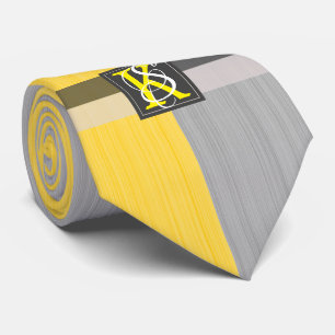 Einfache Monogramm mit zwei Tonen Gelb und Grau Krawatte