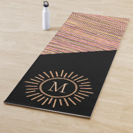 Einfache Monogramm Modern Gold Pink Schwarz Yogamatte