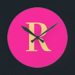 Einfache Monogramm Modern Hot Pink Runde Wanduhr<br><div class="desc">Das ist ein einfaches, modernes, personalisiertes Monogramm-Design. Dieses stilvolle Design in trendigem heißen Rosa mit stilvoller Typografie. Es ist ideal für ein personalisiertes Geschenk oder ideal als neues Wohngestaltung Accessoire für sich. Fügen Sie einfach Ihren Anfangsbuchstaben hinzu, indem Sie ihn in dieses Textfeld eingeben. Karo aus dem Entwurfsbearbeitungsprogramm, um die...</div>