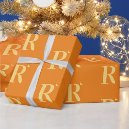Einfache Monogramm-Muster Orange Geschenkpapier