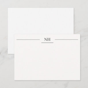 Einfache Monogramm-Rahmeninitialen Dunkelgrau Mode Mitteilungskarte