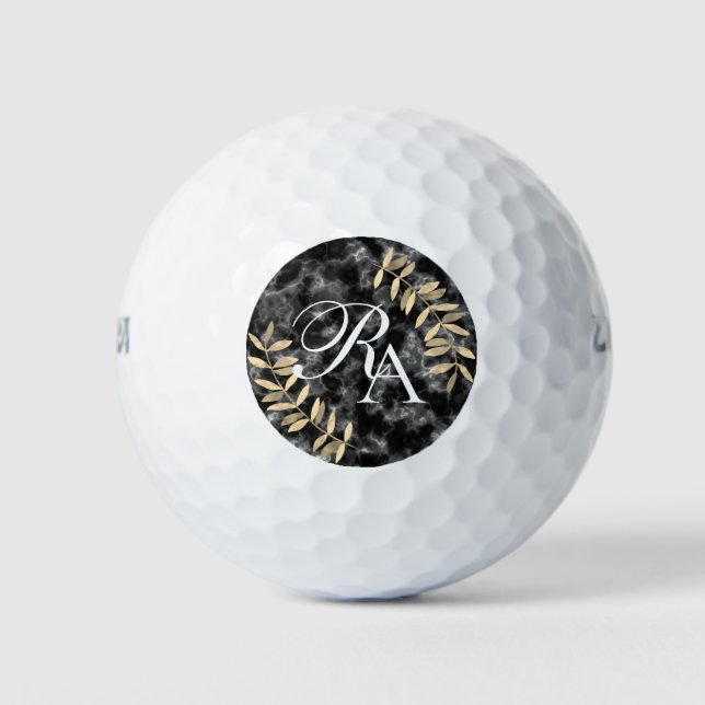 Einfache Monogramm Schwarz Golfball (Vorderseite)