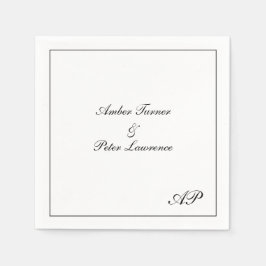 Einfache Monogramm Schwarz-Weiß-Elegante Hochzeit Serviette