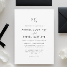 Einfache Monogramm Schwarz-Weiß-Hochzeit
