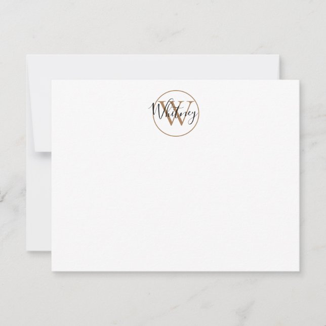 Einfache Monogramm-Skriptname Schwarze Gold-Note-K Mitteilungskarte (Vorderseite)