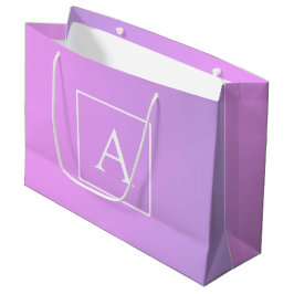 Einfache Monogramm | Subtile Rosa/Lila Ombre Große Geschenktüte