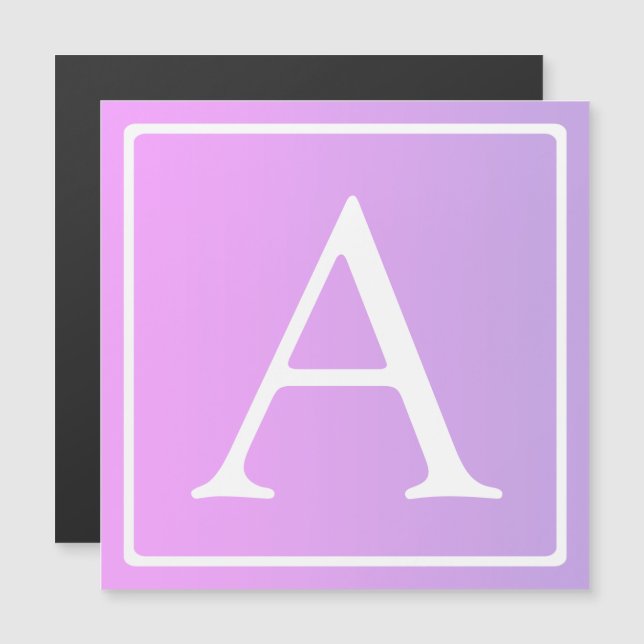 Einfache Monogramm | Subtile Rosa/Lila Ombre Magneteinladung (Vorne/Hinten)