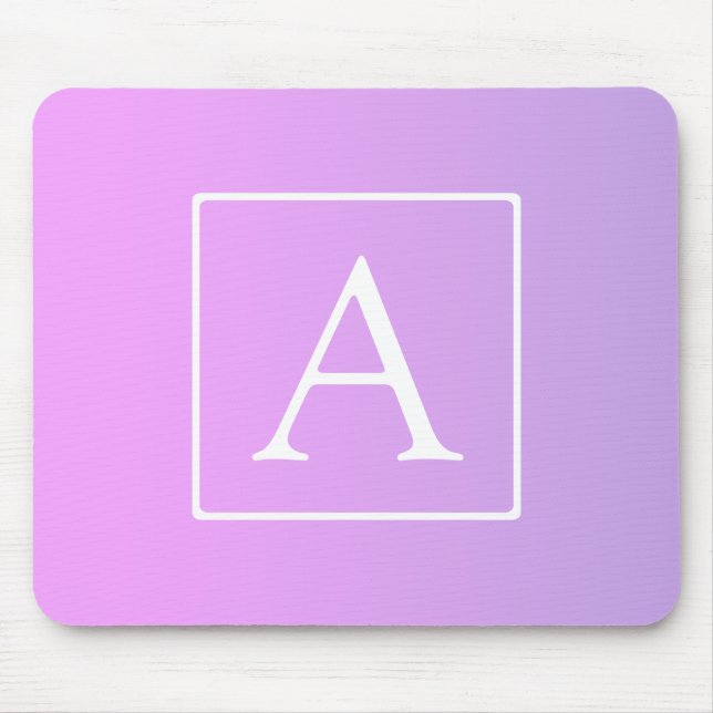 Einfache Monogramm | Subtile Rosa/Lila Ombre Mousepad (Vorne)