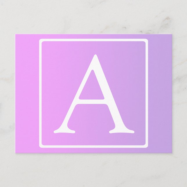 Einfache Monogramm | Subtile Rosa/Lila Ombre Postkarte (Vorderseite)