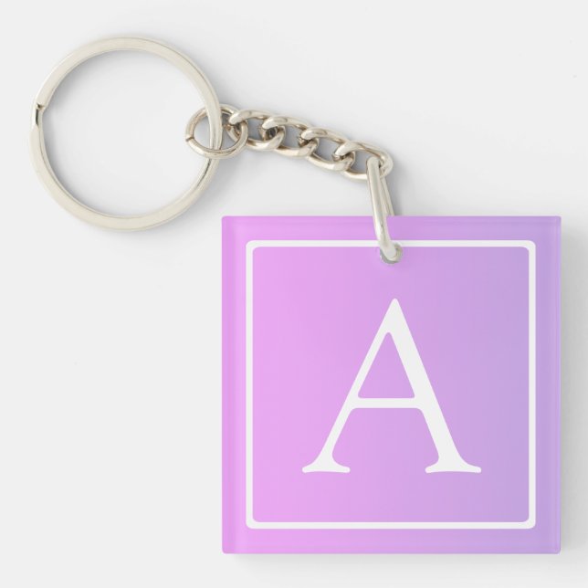 Einfache Monogramm | Subtile Rosa/Lila Ombre Schlüsselanhänger (Vorderseite)