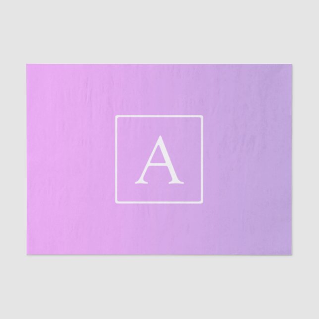 Einfache Monogramm | Subtile Rosa/Lila Ombre Seidenpapier (Vorderseite)
