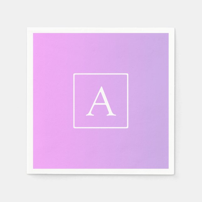 Einfache Monogramm | Subtile Rosa/Lila Ombre Serviette (Vorderseite)