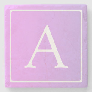 Einfache Monogramm   Subtile Rosa/Lila Ombre Steinuntersetzer
