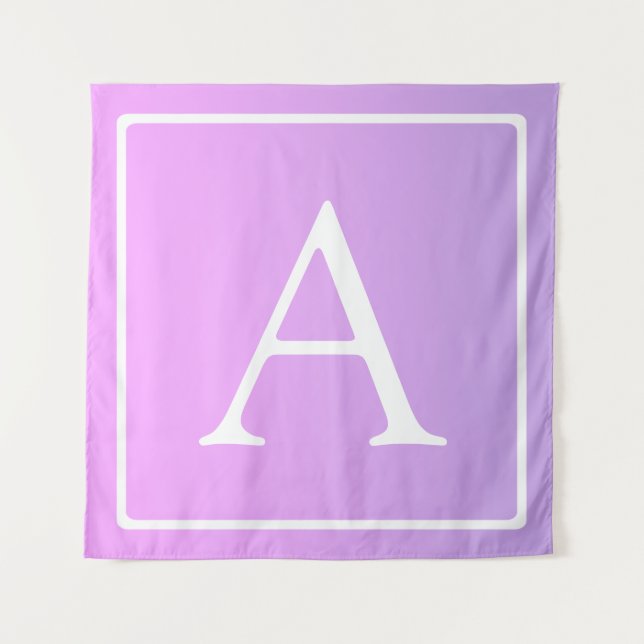Einfache Monogramm | Subtile Rosa/Lila Ombre Wandteppich (Vorderseite)