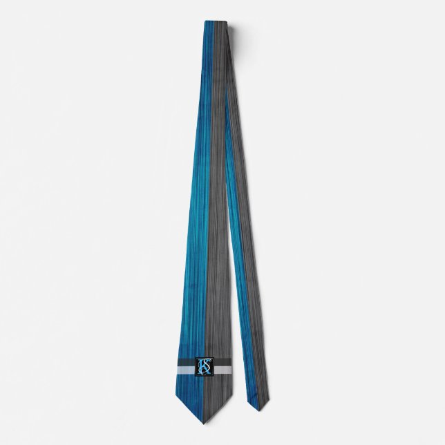 Einfache Monogramme mit zwei Tonen Blau und Grau Krawatte (Vorderseite)