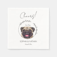 Einfache Mops Dog Wedding Cocktail Napkins