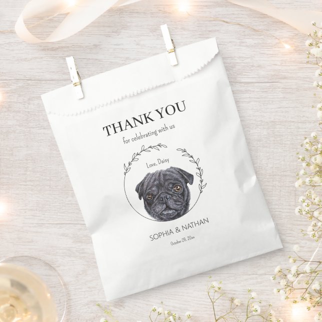 Einfache Mops Hochzeit Vielen Dank für Ihr Interes Geschenktütchen (Ausgeschnitten)