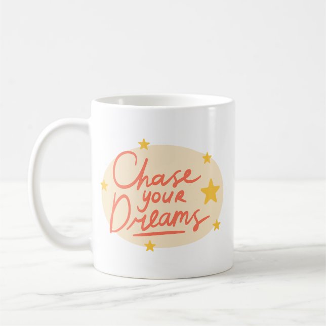 Einfache Motivierend Typografie fröhliche Korallen Kaffeetasse (Links)