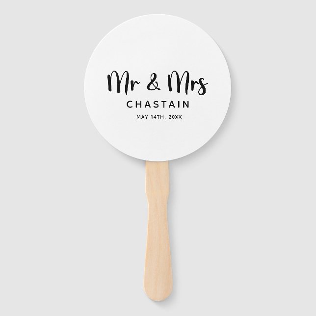 Einfache Mr. & Mrs. | Hochzeitsmonogramm Fächer (Vorderseite)