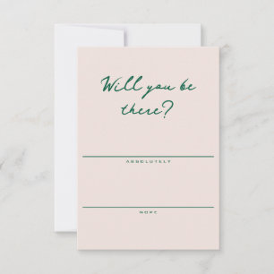 Einfache Muschelrosa und Grüne RSVP-Karte RSVP Karte