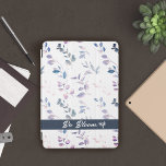 Einfache Muster-Blätter iPad Smart Cover<br><div class="desc">Elegante Vintage grüne Blätter,  die auf weißem Hintergrund lila sind. Bitte passen Sie alle verfügbaren Optionen nach Ihren Wünschen an.</div>