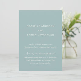 Einfache Mute Blue Elegant Hochzeit Einladung