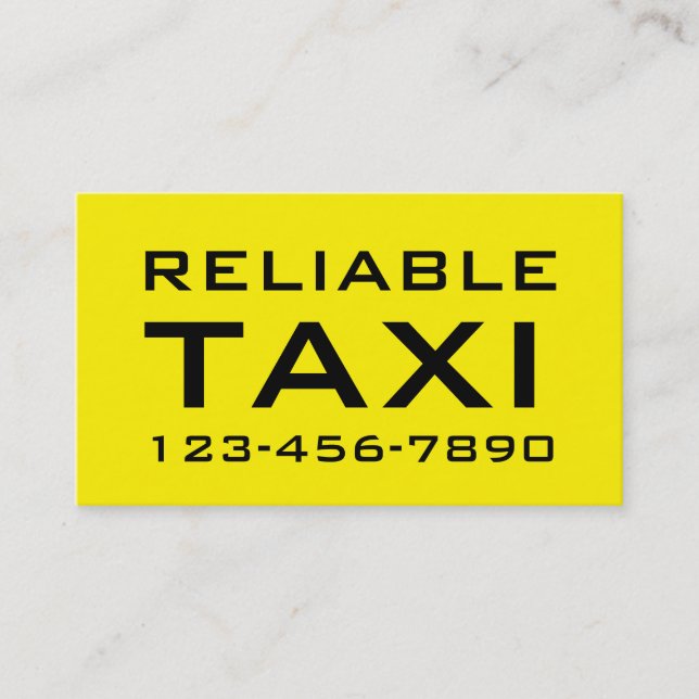 Einfache mutige Taxi-Visitenkarten Visitenkarte (Vorderseite)