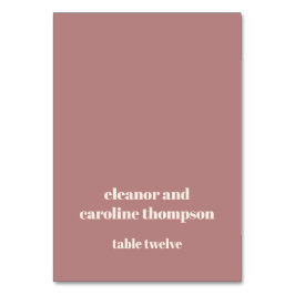 Einfache Name Dusty Rose Custom Wedding Platzkarte Tischnummer