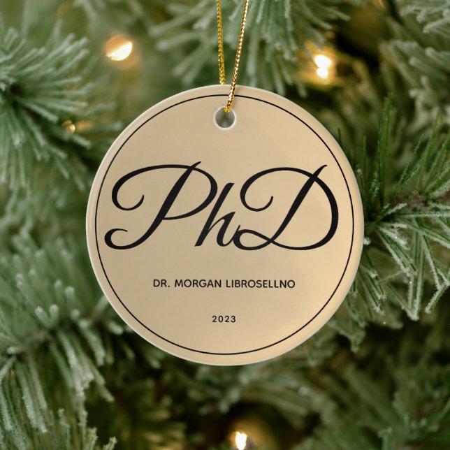 Einfache Name Gold PhD-Abschluss Keramik Ornament (Baum)