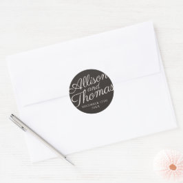 Einfache Namen Hochzeitdatum Gefälligkeitsumschlag Runder Aufkleber