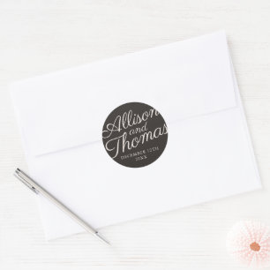 Einfache Namen Hochzeitdatum Gefälligkeitsumschlag Runder Aufkleber