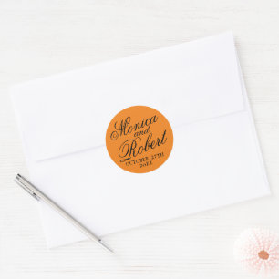 Einfache Namen Hochzeitdatum Gefälligkeitsumschlag Runder Aufkleber