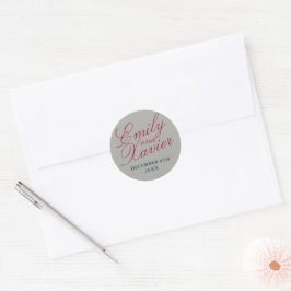 Einfache Namen Hochzeitdatum Gefälligkeitsumschlag Runder Aufkleber