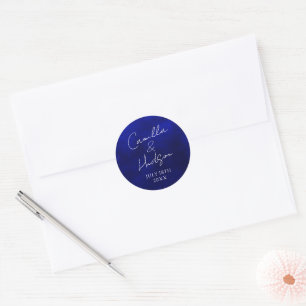 Einfache Namen Hochzeitdatum Gefälligkeitsumschlag Runder Aufkleber