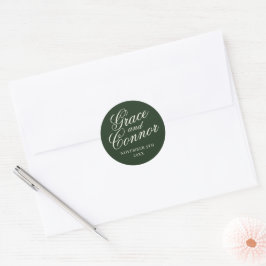 Einfache Namen Hochzeitdatum Gefälligkeitsumschlag Runder Aufkleber