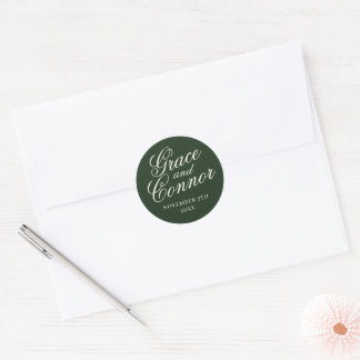 Einfache Namen Hochzeitdatum Gefälligkeitsumschlag Runder Aufkleber