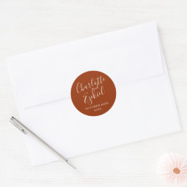 Einfache Namen Hochzeitdatum Gefälligkeitsumschlag Runder Aufkleber