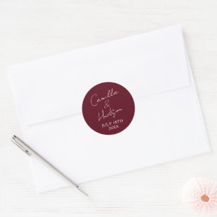 Einfache Namen Hochzeitsdatum Geschenk Umschlag Runder Aufkleber
